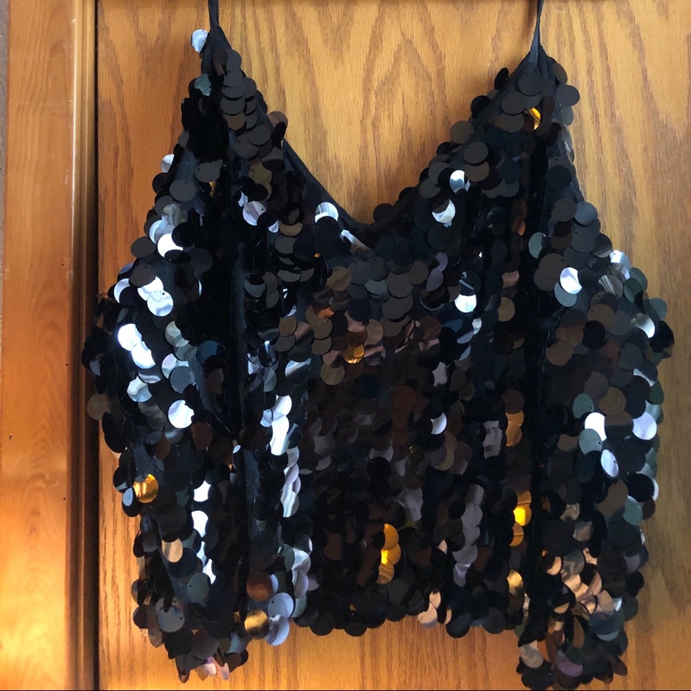 Forever 21 Black Sequin Top 1X
